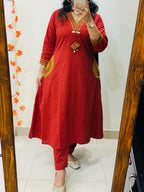 Premium Heavy Dabu Cotton A-Line Suit Set