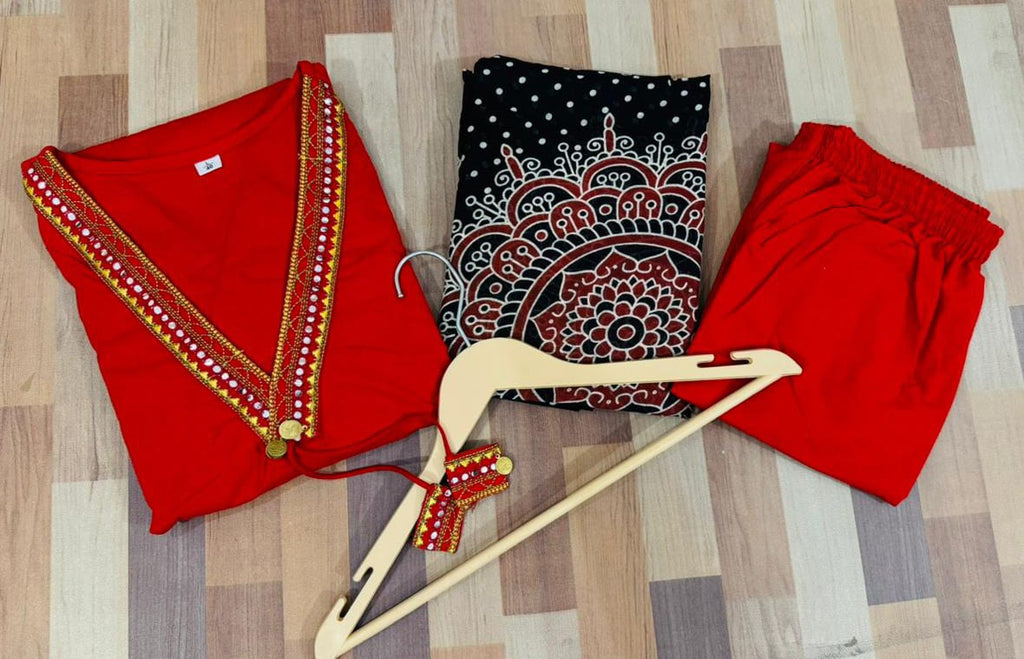 Premium Heavy Dabu Cotton A-Line Suit Set