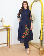 Pure Cotton Pintex Embroidered Kurti pant set