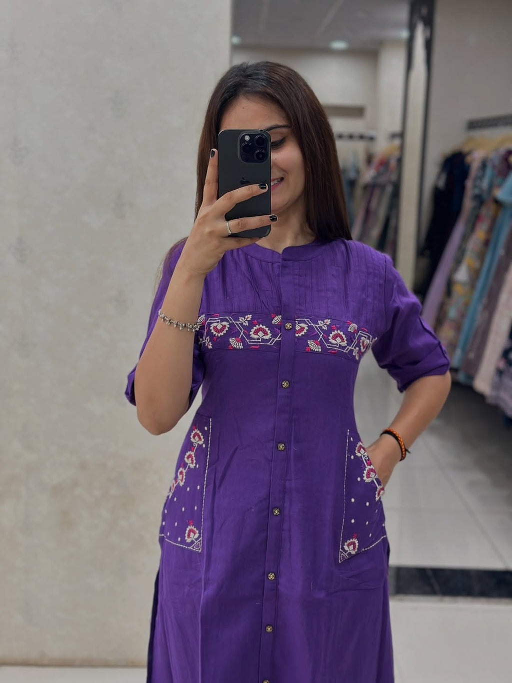 Ziya Cotton Slub Mirror Work Co-Ord Set