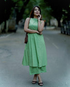 Elara Pure Cotton Slub Sleeveless Kurta Palazzo Set