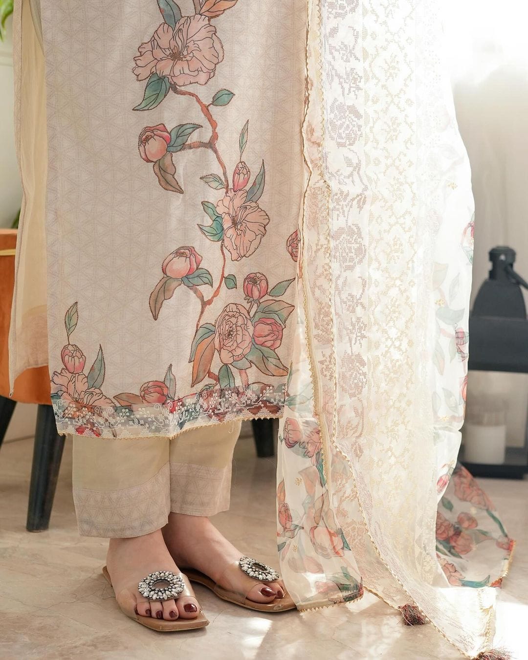 White Lily Elegance Designer Kurti Set