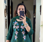 Olive Grace Cotton Slub Embroidered Suit Set