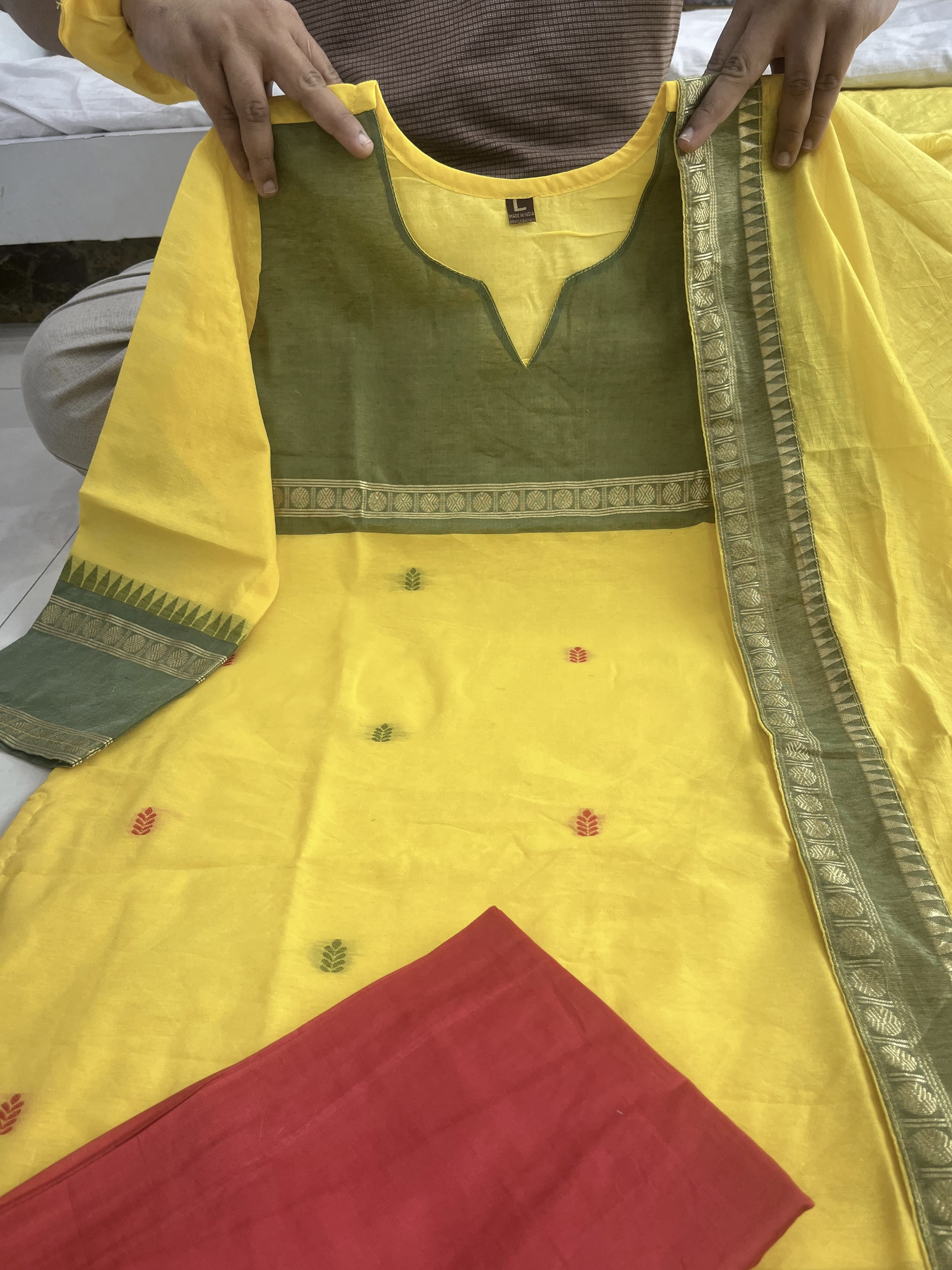 Varanika Kanchi Cotton Zari Woven Suit Set
