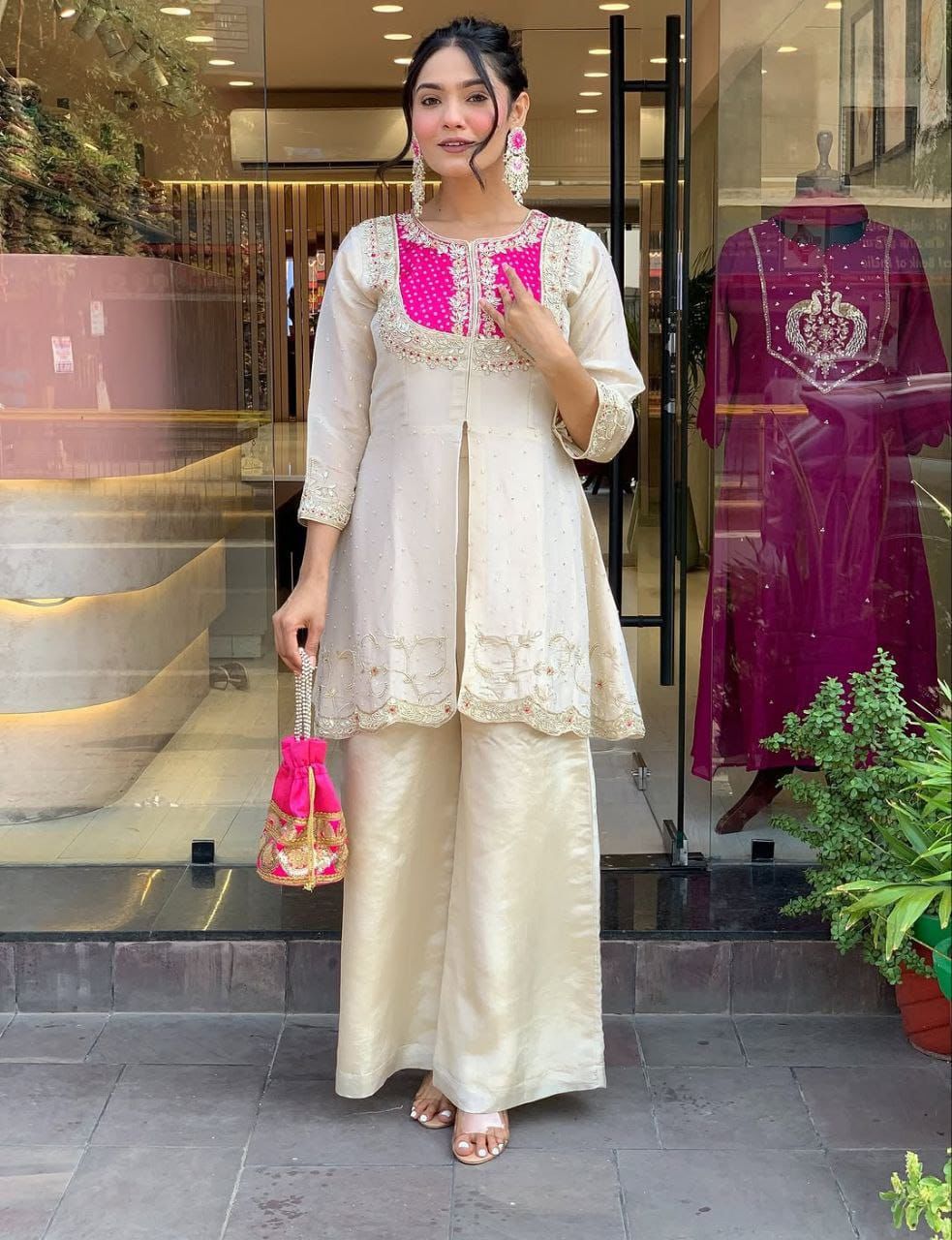 Elegance Roman Silk Embroidered Co-Ord Set