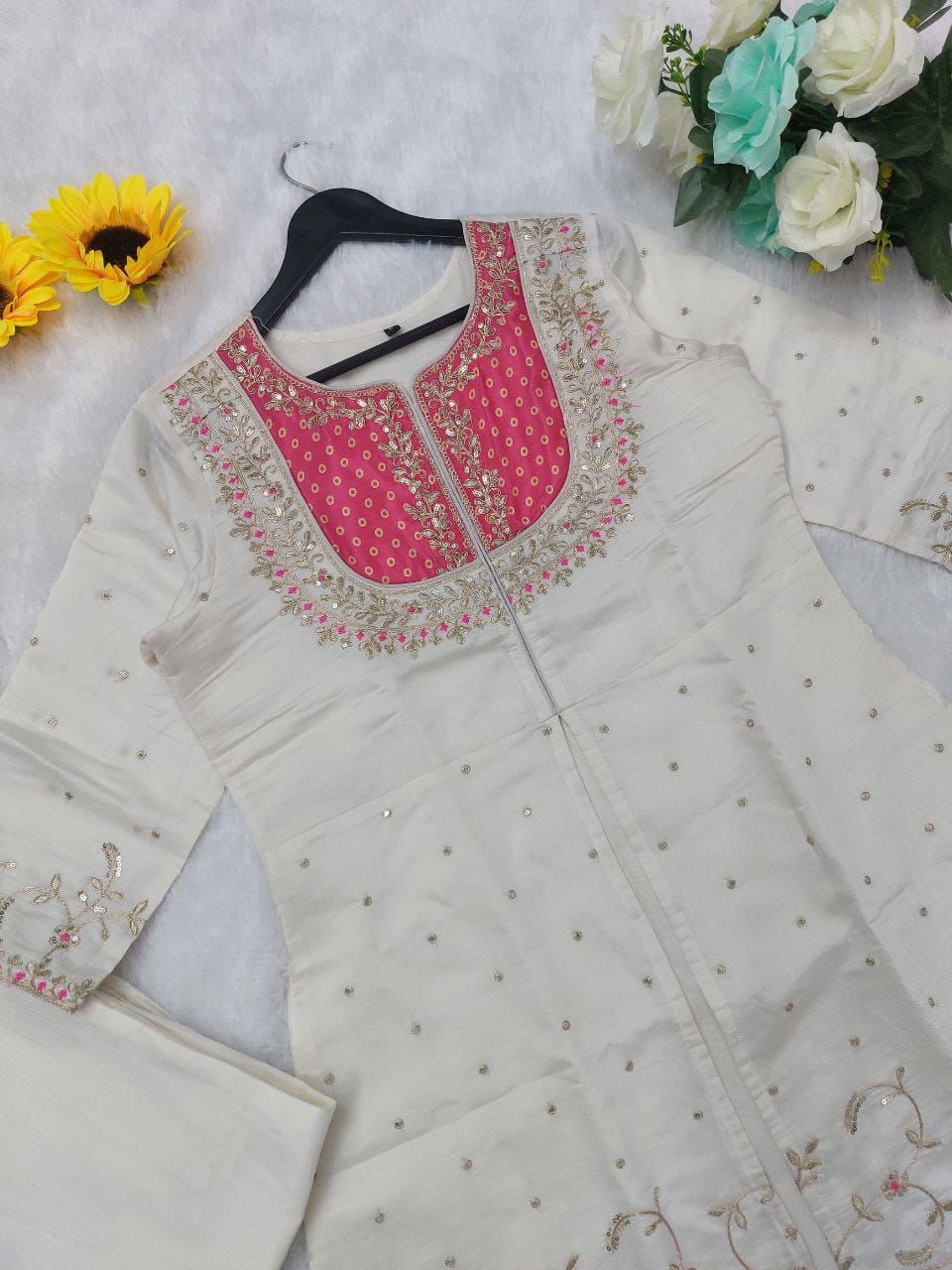 Elegance Roman Silk Embroidered Co-Ord Set