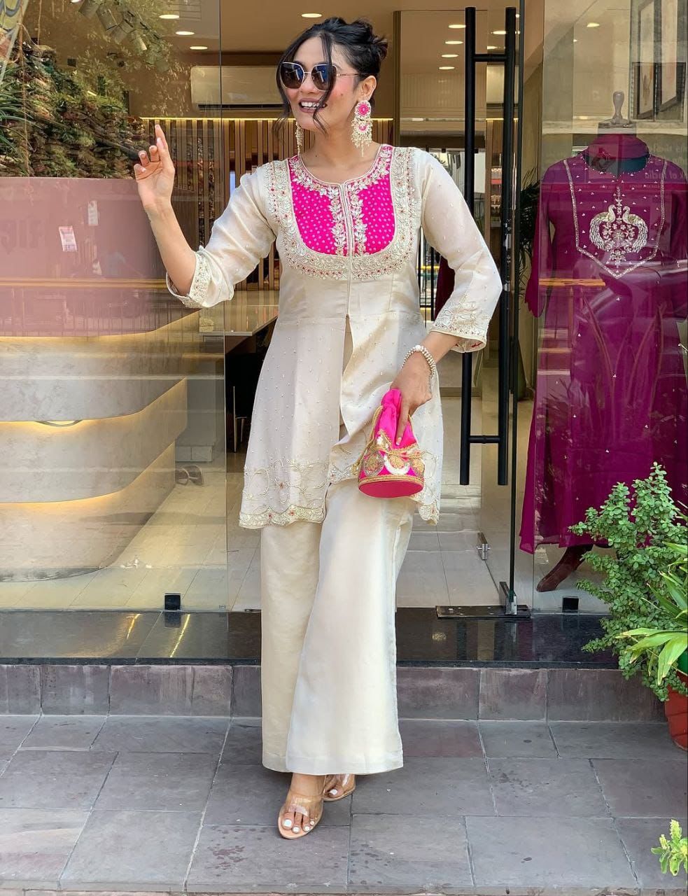 Elegance Roman Silk Embroidered Co-Ord Set