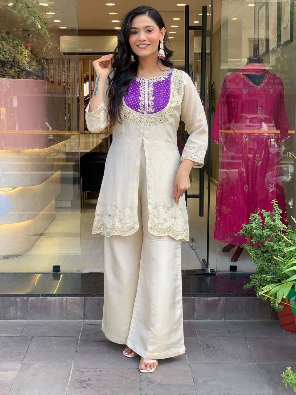 Elegance Roman Silk Embroidered Co-Ord Set