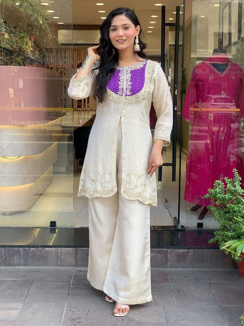 Elegance Roman Silk Embroidered Co-Ord Set